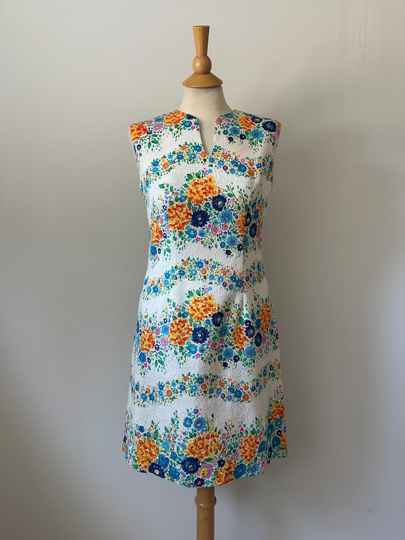 Vintage Late 1960s Floral Mini Dress by Alice Polynesian Fashions