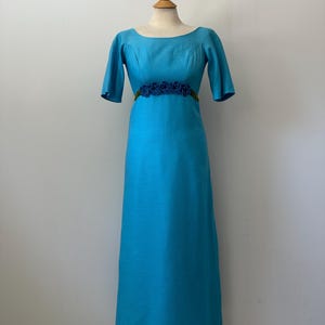 aqua empire waist dress Fitted Empire Waist V-neck Plus Size Gown In Aqua
