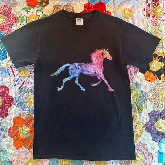 Vintage Novelty Graphic Galloping Psychedelic Rai… - image 1