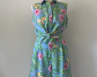 Vintage 90s Ralph Lauren Linen Tropical Floral Shorts Set