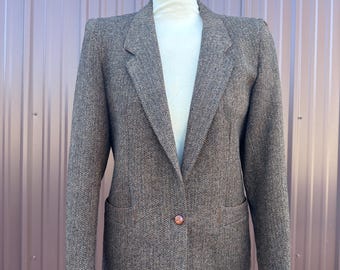 Vintage 1980’s Classic Tweed Wool Single Button Blazer by Daniele O by Tahari