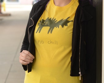 No Chill Yellow and Black Cat T-Shirt