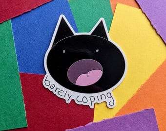 Barely Coping Meme Vinyl Die-Cut Sticker