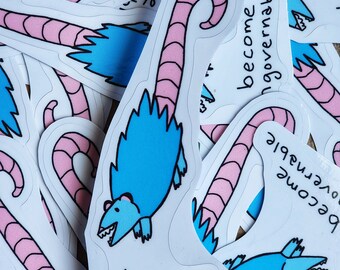 Sticker vinyle opossum Opossum devenu ingouvernable