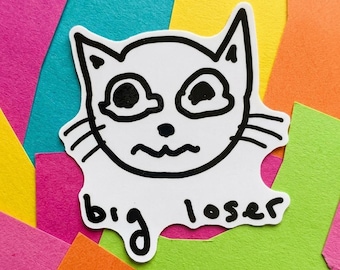 Naklejka z wykrojnikiem Big Loser White Cat Meme