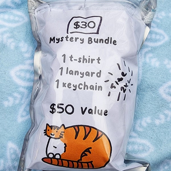 Mystery T-shirt Lanyard Keychain Patch Grab Bag Blind Box, Blind Bag, Mystery Bag, Funny Mystery Gift, Cat Fan Gift, Grab Bag Gift Set
