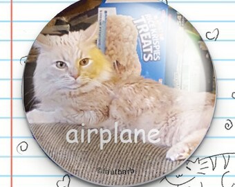 Airplane Cat Ears 1.25" Button