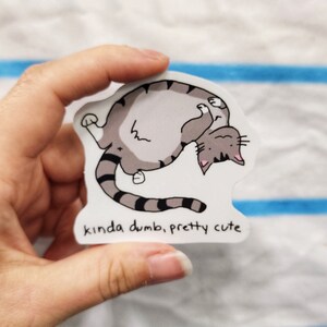 Kinda Dumb Pretty Cute Cat Meme Vinyl Die-Cut Sticker