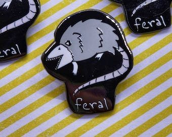 Dark Metal Feral Possum Enamel Pin