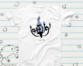 Nightlight Ghost Type Blue Novelty T-Shirt, Sublimation Tshirt Gift, Graphic Tshirt, Video Game Meme Merch, Cute Gamer Fan Gift, Funny Game