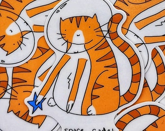 Space Cadet Orange Tabby Cat Sticker,  Orange Tabby Sticker, Cat Lover Gift, Cute Cat Sticker, Kawaii Cute Sticker, Space Astronaut Sticker