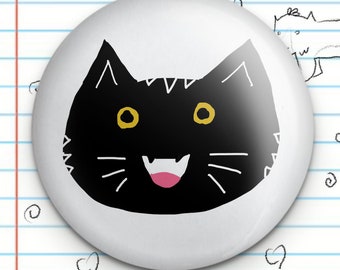 Black and White Cat 1.25" Button