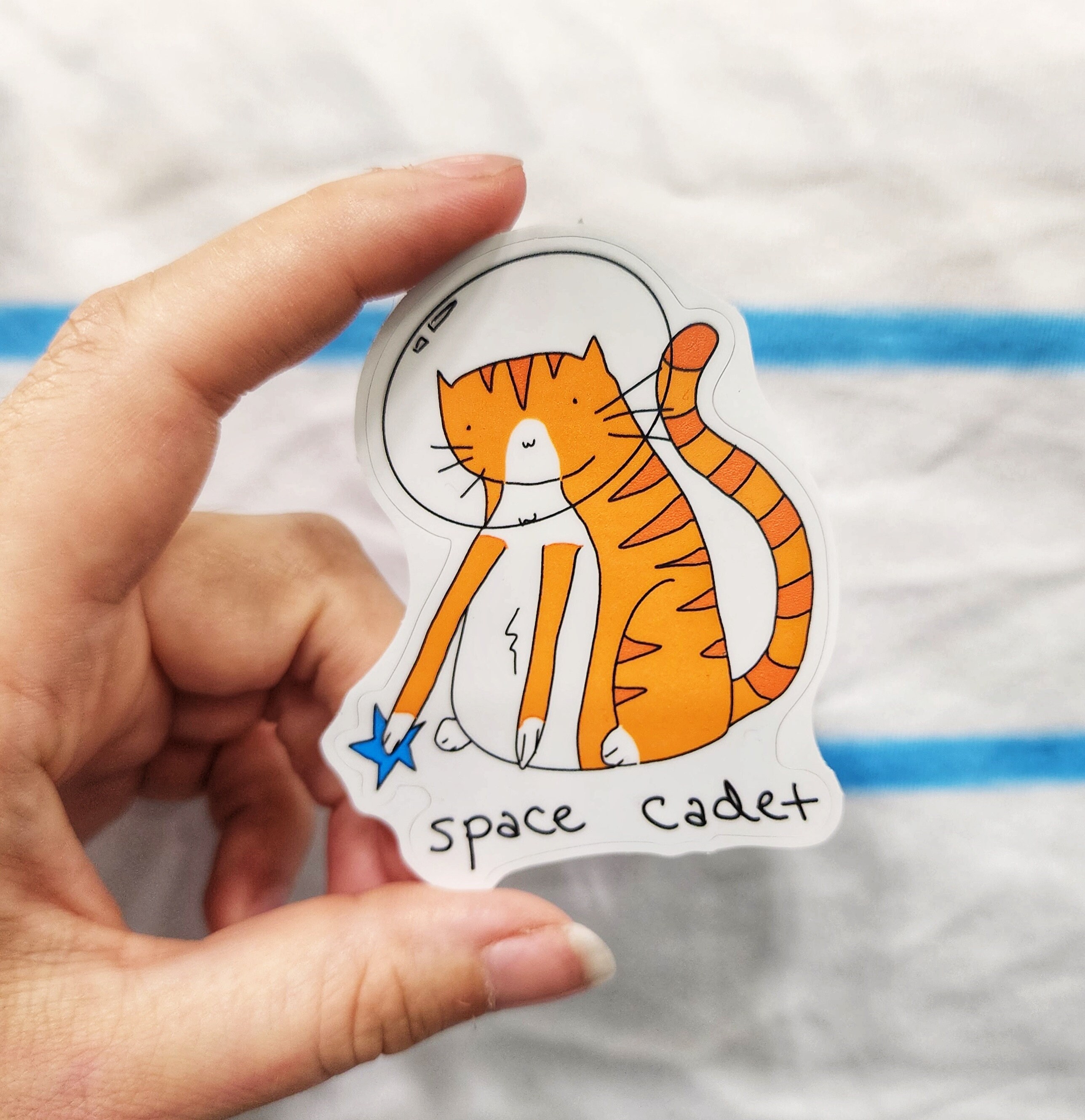 Space Cadet Orange Tabby Cat Sticker: Weatherproof Vinyl - Etsy