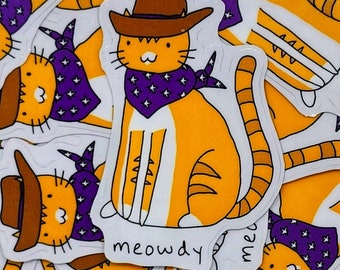 Meowdy Howdy Cowboy Cat 3 inch Vinyl Die-Cut Sticker