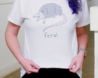 Feral Possum Novelty Meme T-Shirt, Sublimation Tshirt Gift, Graphic Tshirt, Possum Meme Merch, Cute Possum Fan Gift, Funny Possum Tshirt