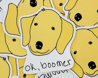 Ok Boomer Golden Retriever Dog Vinyl Die-Cut Sticker