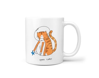Space Cadet Orange Tabby Coffee Mug, Astronaut Cat Mug, Space Mug, Cat Fan Mug, Orange Tabby Mug, Funny Coffee Mug, Cute Cat Coffee Mug