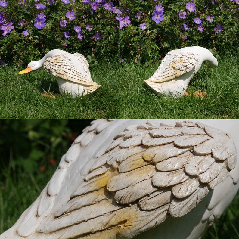 White Duck Garden Ornaments Patio Bird Figure Ducks Sculpture Etsy UK