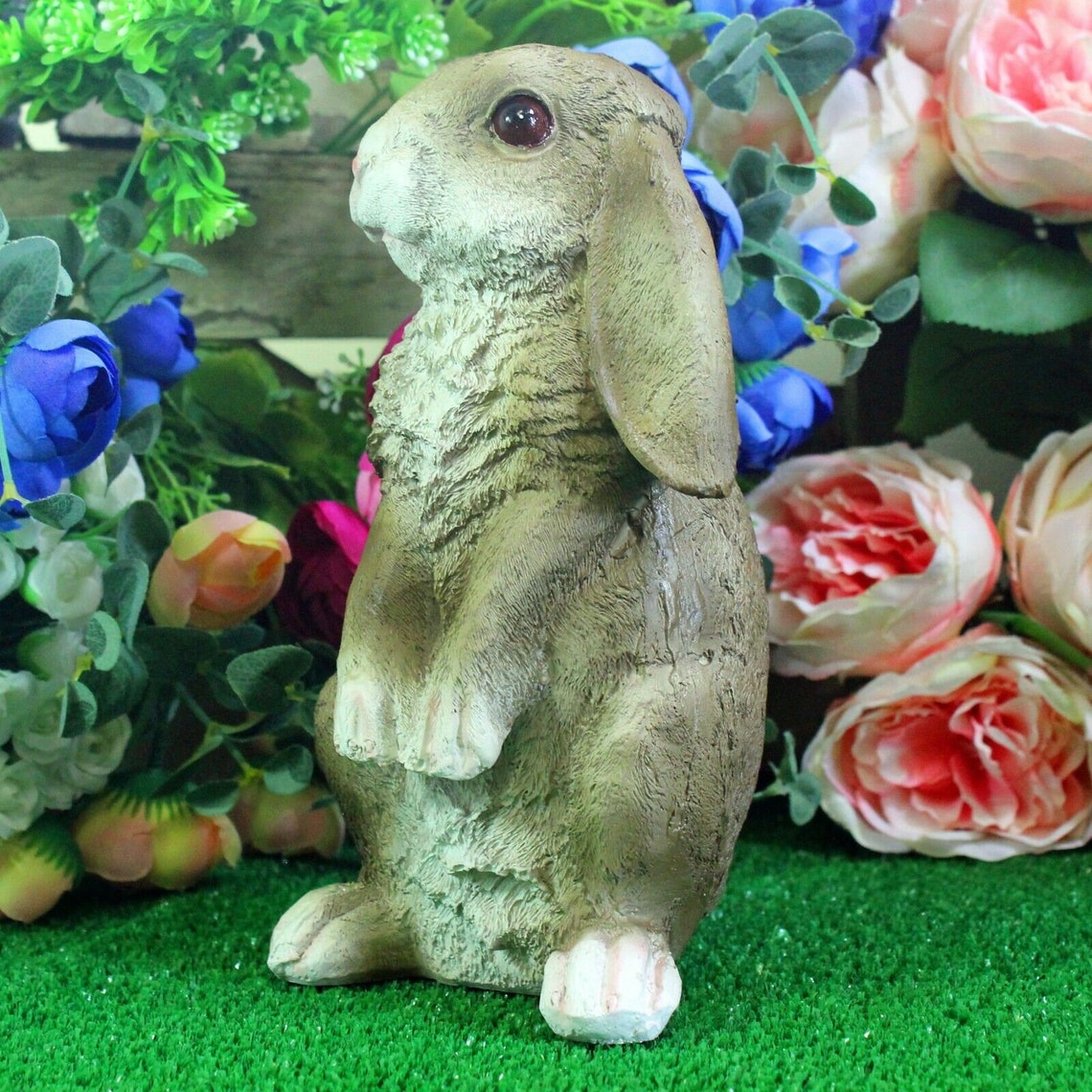 Rabbit Bunny HARE White Resin Animal decor Garden Ornament Etsy