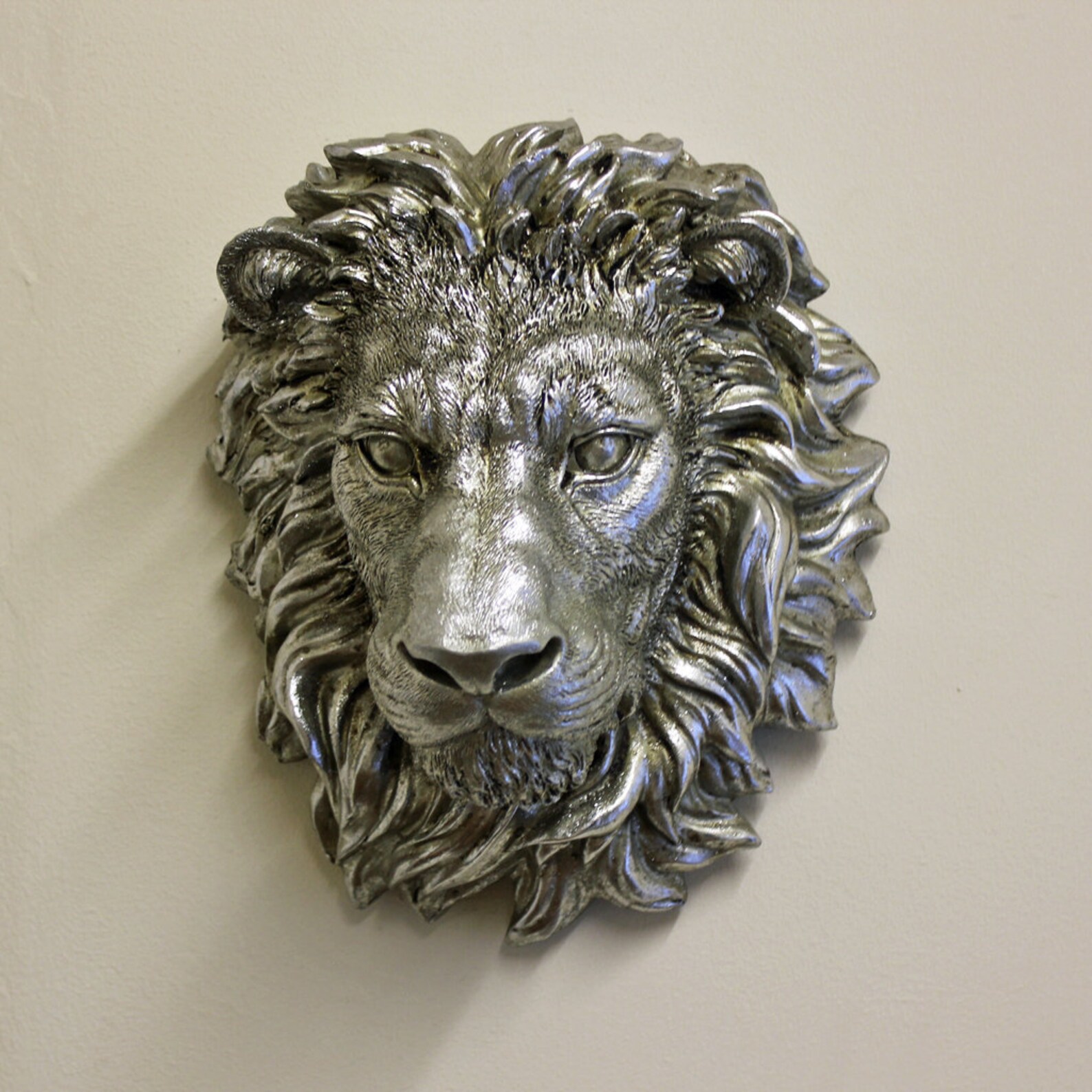 Lion Head Animal wall hanging Silver Home Ornament Farm Decor Etsy