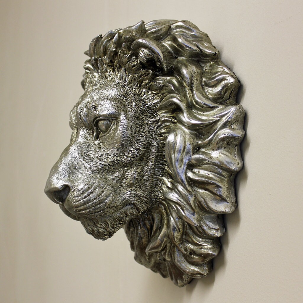 Lion Head Animal wall hanging Silver Home Ornament Farm Decor Etsy