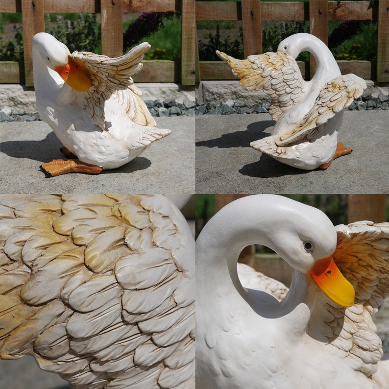 White Duck Garden Ornaments Patio Bird Figure Ducks Sculpture Etsy UK