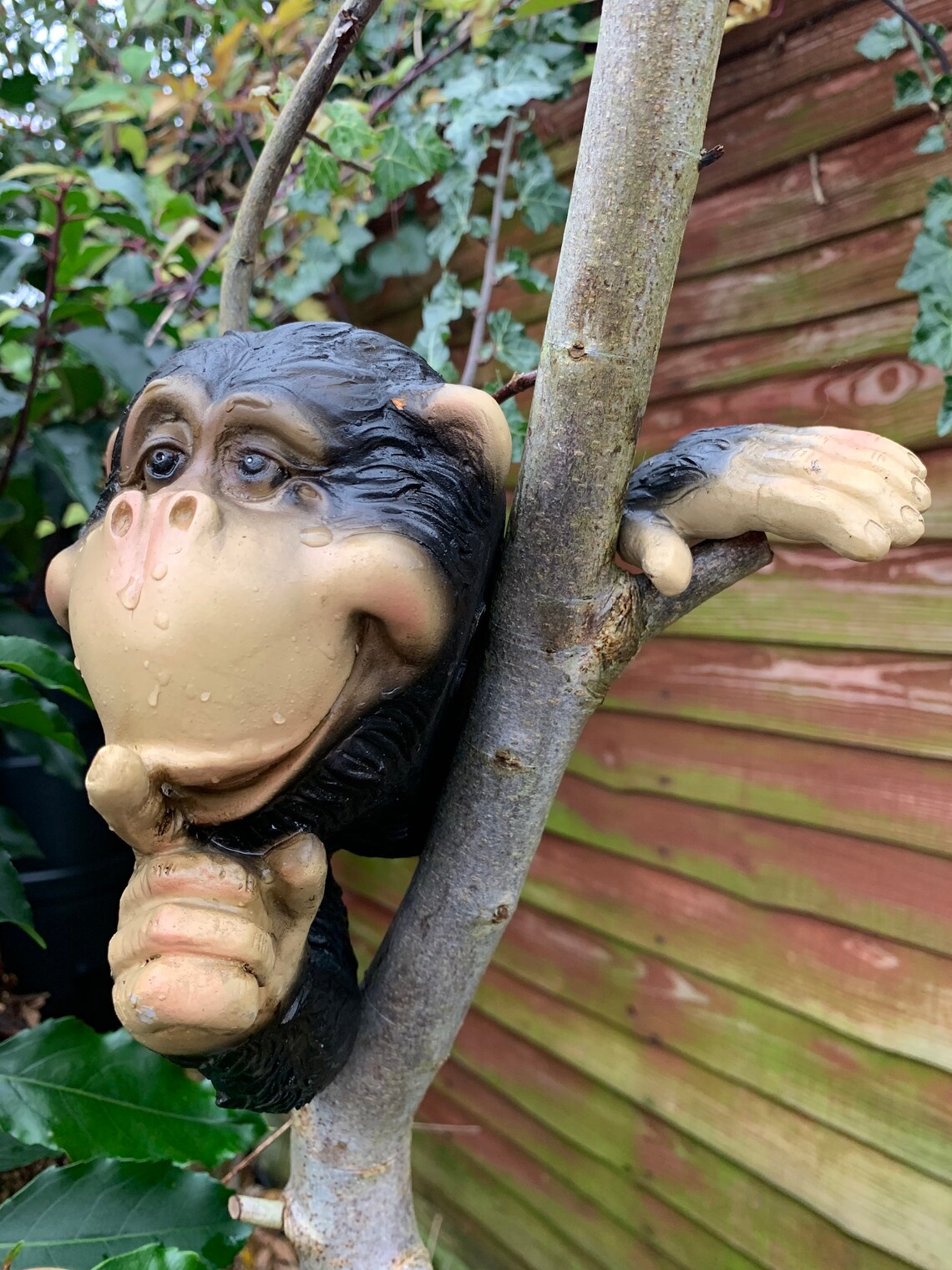 Set of 3 Monkey Garden Ornament Hanging Tree Hugger Hear See Etsy