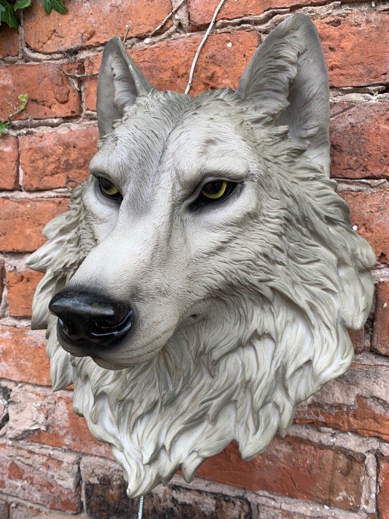 Large Wall Mount Wolf Head Ornament Wolves Animal Heads Wall Etsy UK