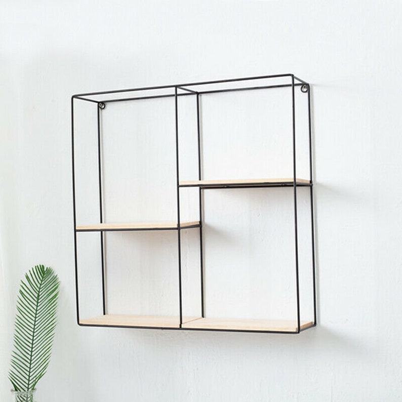 2 Tier Square Cube Wall Shelves Storage Display Shelf Gold Etsy UK