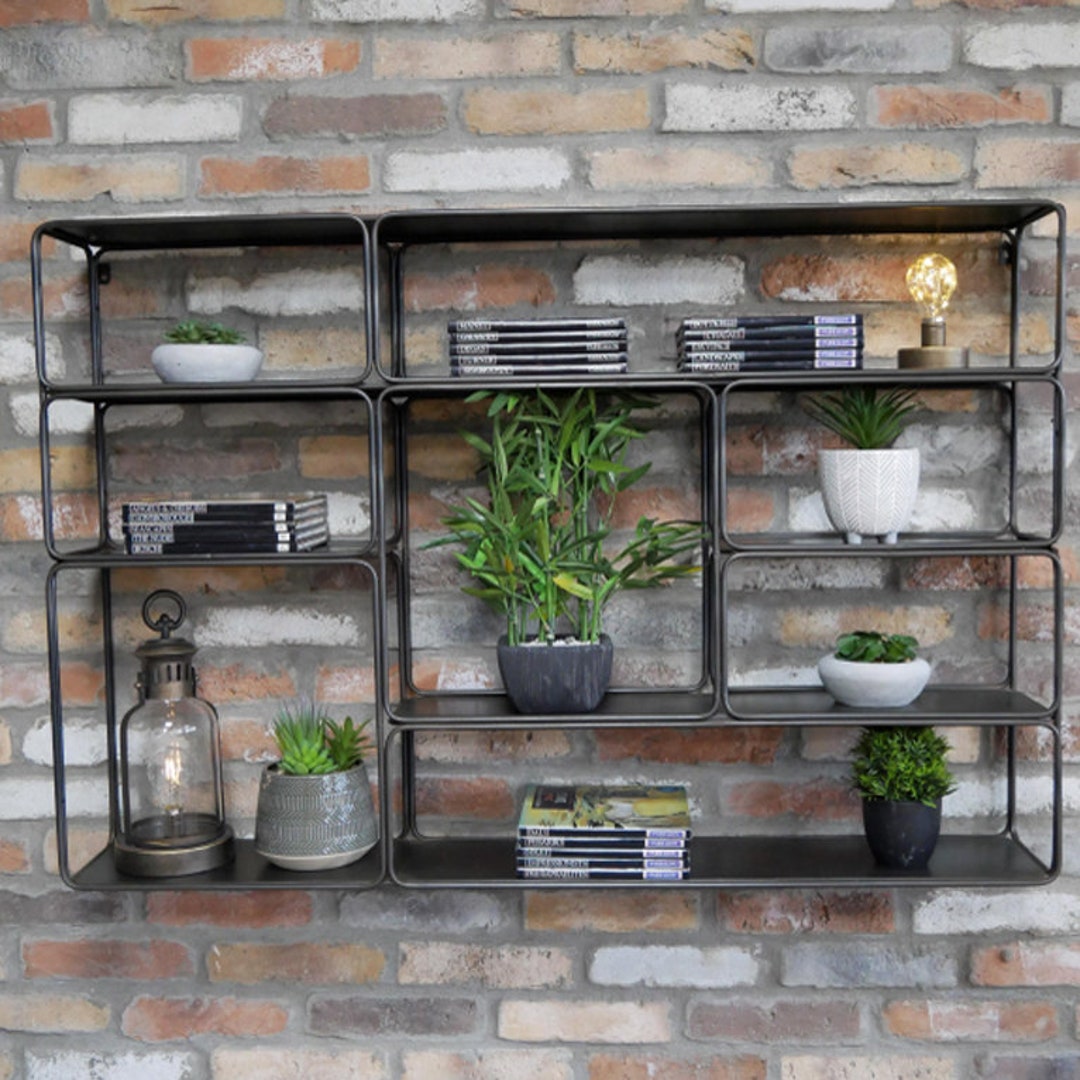 Large Industrial Cube Wall Shelving Unit Metal Storage Rack Bookshelf