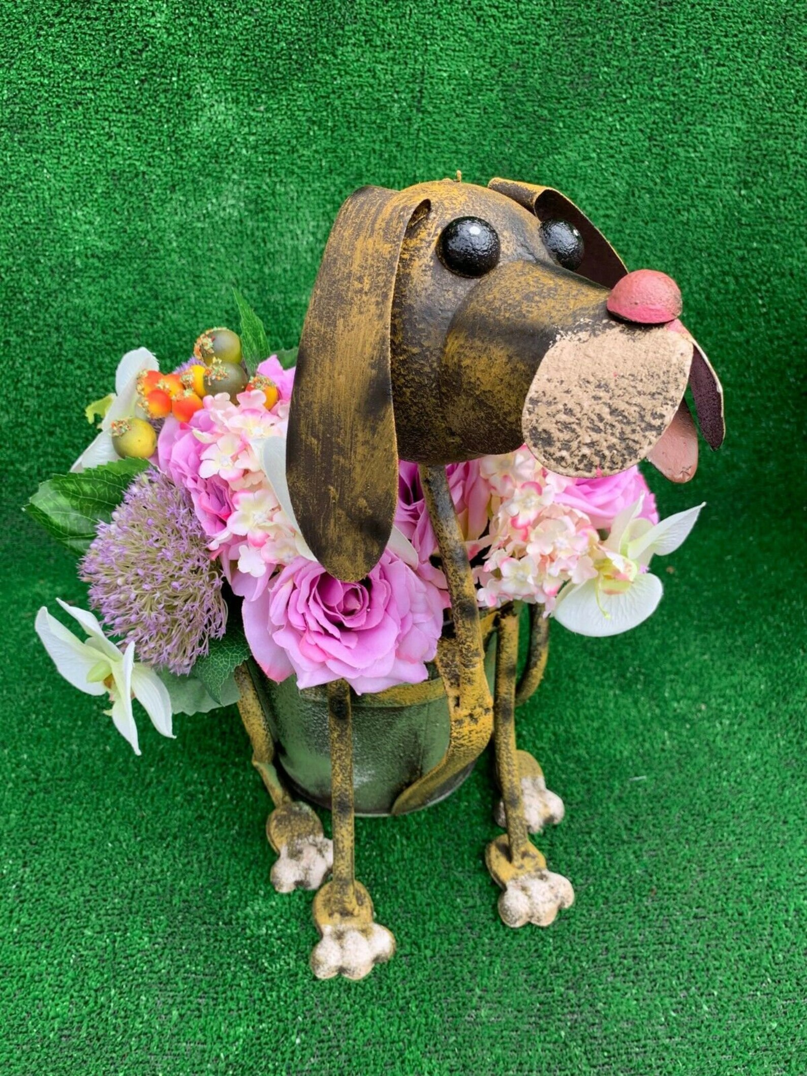 Dog Shaped Garden Planter Rusted Metal Flower Pot Home Storage Etsy