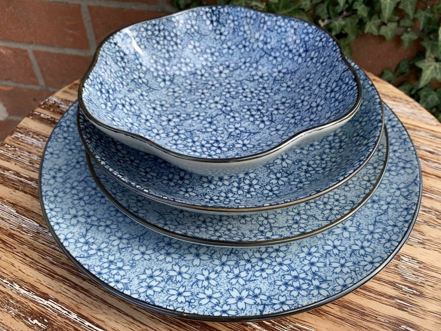 25pcs Japanese Design Crockery Dinnerware Sets Ceramic Floral Etsy