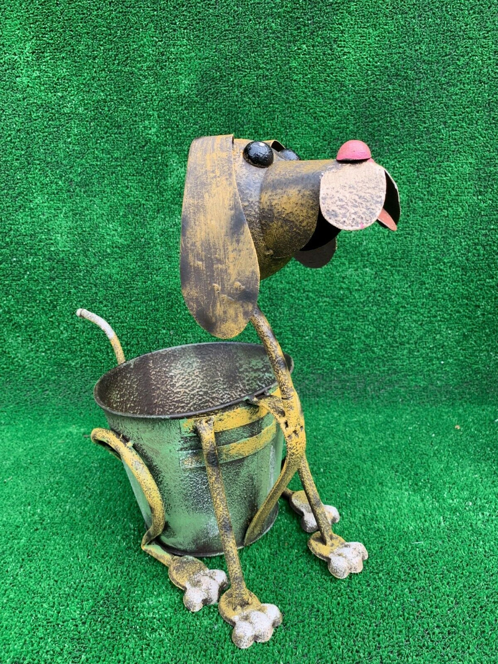 Dog Shaped Garden Planter Rusted Metal Flower Pot Home Storage Etsy