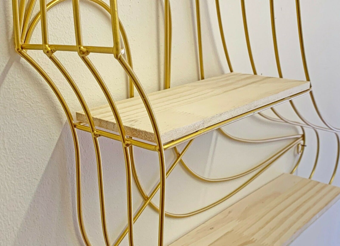 Large Gold Wall Shelf Children Bookcase Toys Storage Display Etsy UK