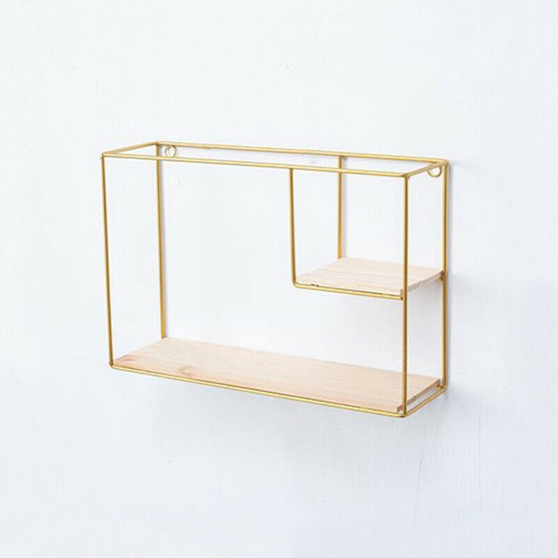 Gold Metal Frame Rectangle Wall Shelf Storage Shelving Cube | Etsy