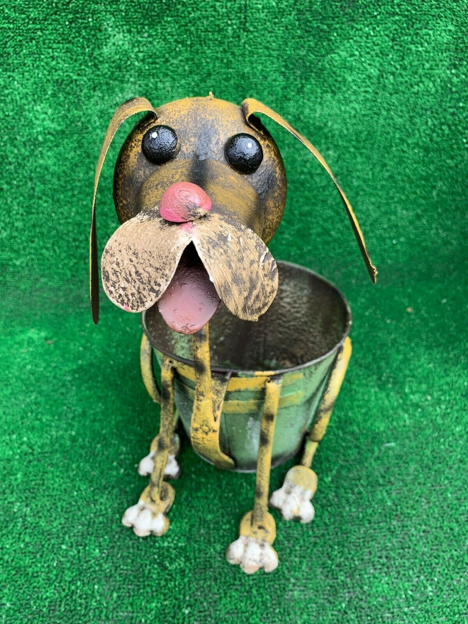 Dog Shaped Garden Planter Rusted Metal Flower Pot Home Storage Etsy