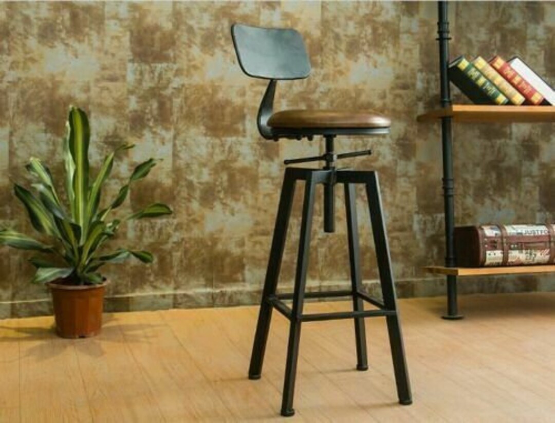Industrial Barstool Adjustable Kitchen Counter Height Breakfast Bar