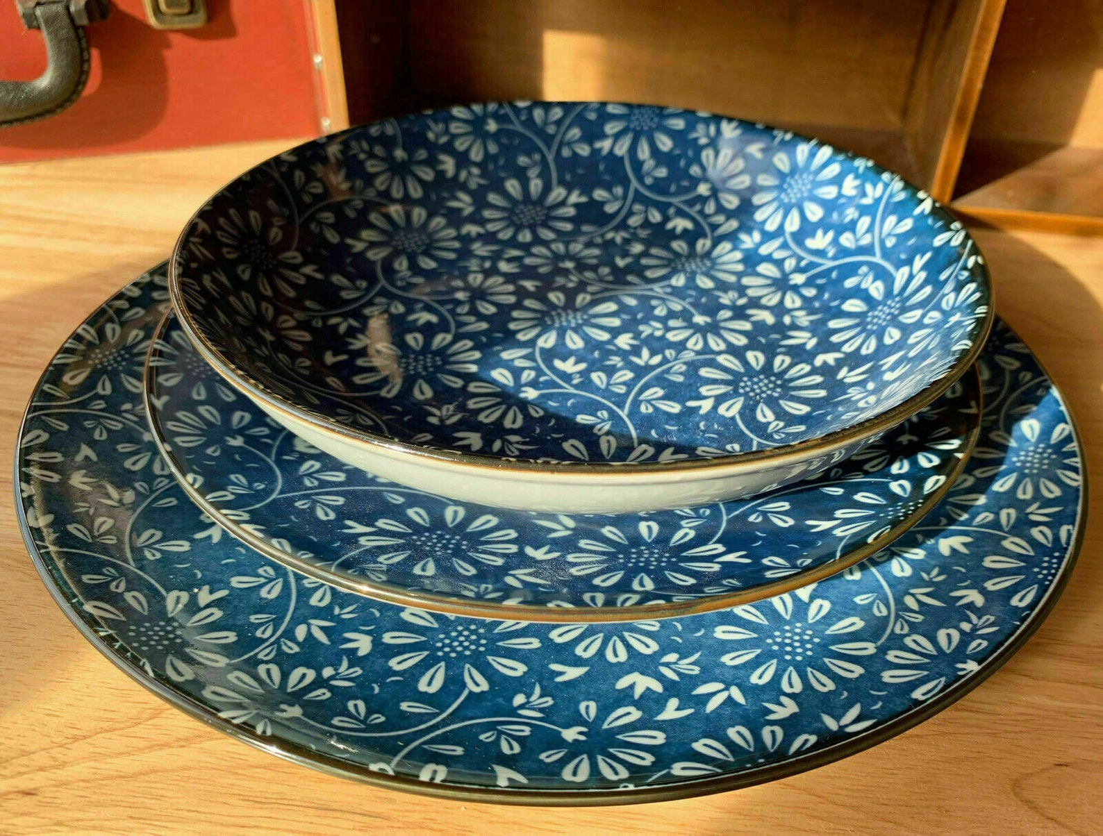 Japanese Crockery Blue Ceramic Dinner Plates Dish Bowl Serving Etsy
