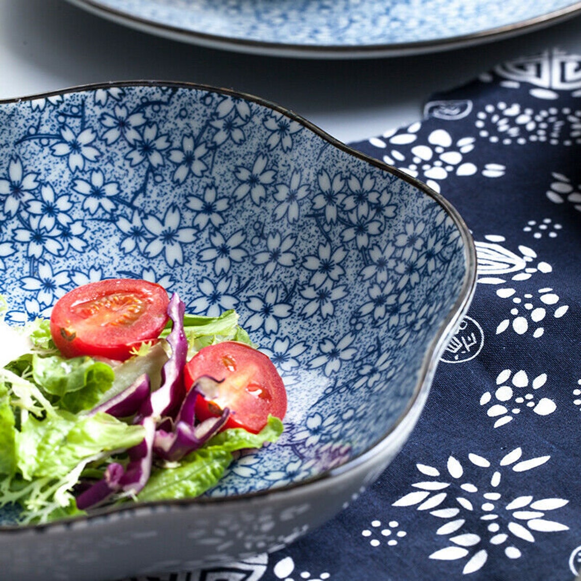 25pcs Japanese Design Crockery Dinnerware Sets Ceramic Floral Etsy