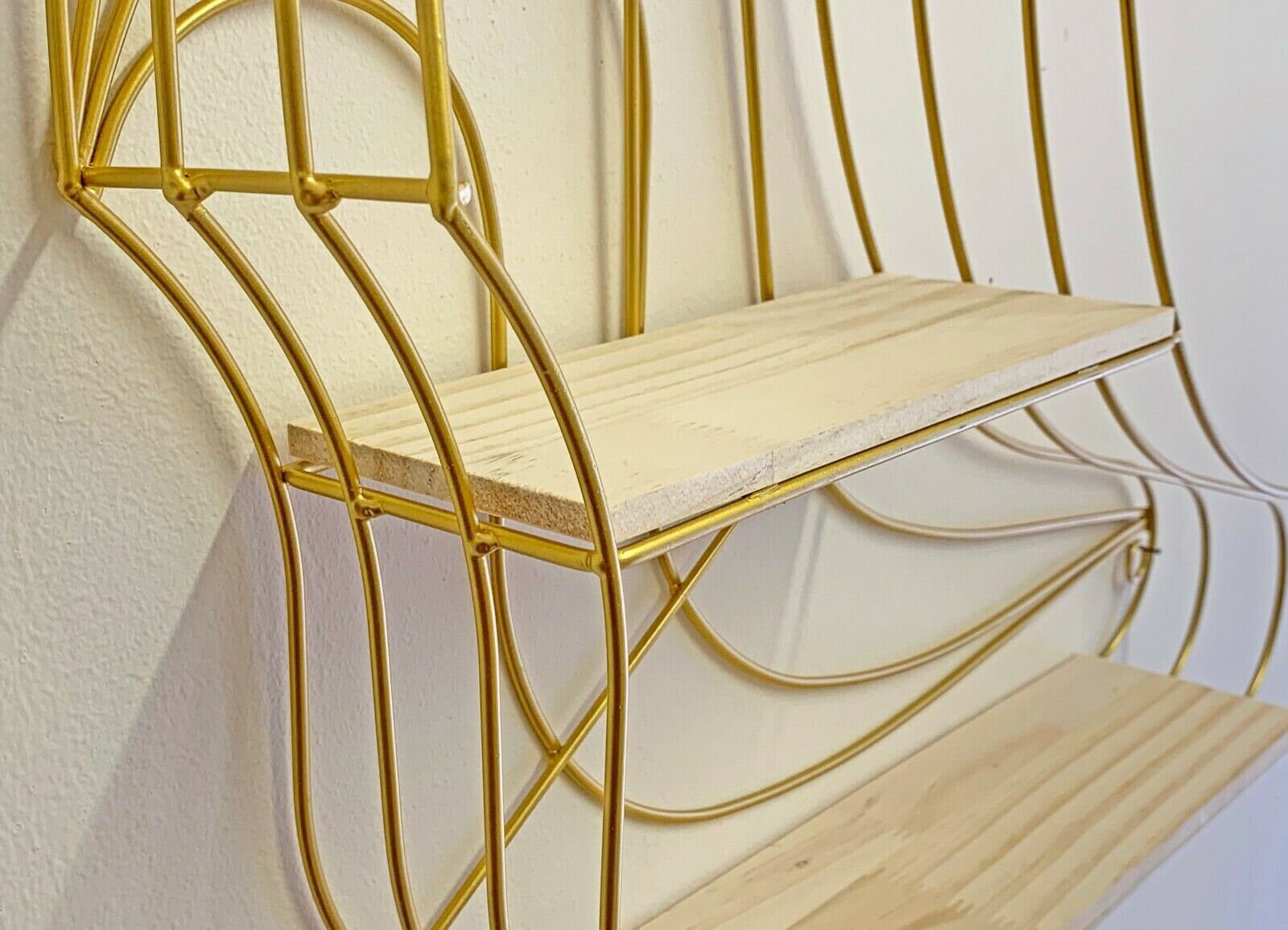 2 Tier Cube Wall Shelf Storage Display Wrought Iron Frame Wood Etsy