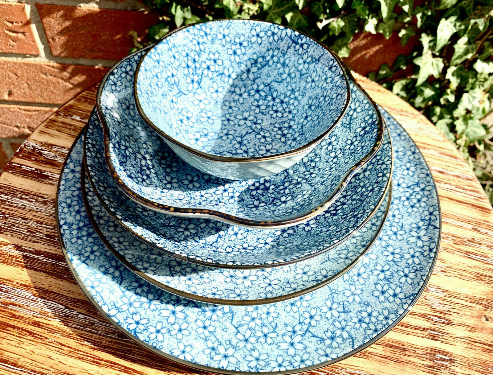 25pcs Japanese Design Crockery Dinnerware Sets Ceramic Floral Etsy UK