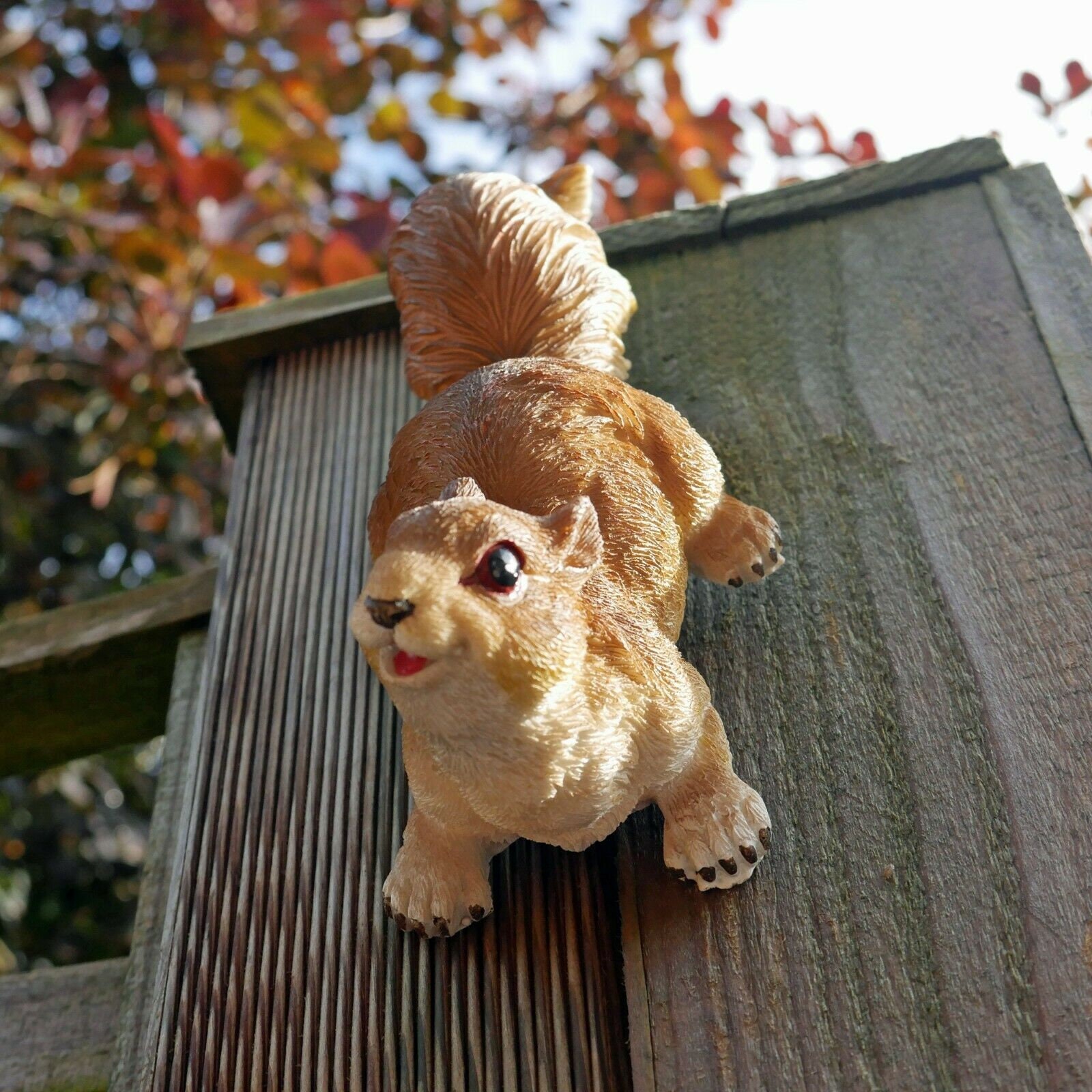 Climbing Red Squirrel Garden Ornament Wood Effect Resin Animal Etsy