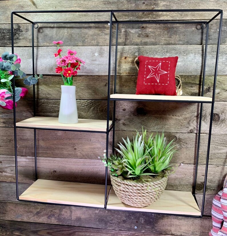 2 Tier Square Cube Wall Shelves Storage Display Shelf Gold Etsy UK