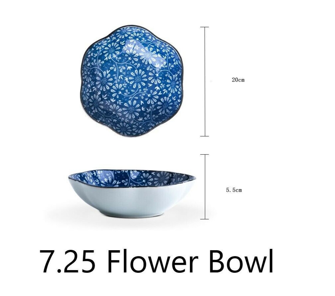 Japanese Crockery Blue Ceramic Dinner Plates Dish Bowl Serving Etsy