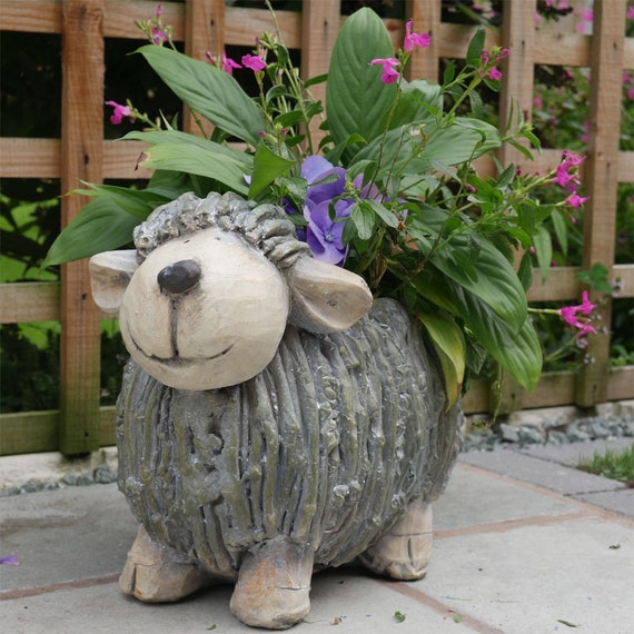 Sheep Lamb Planter Farmyard Animal Patio Sculptures Garden home Ornament Statue 