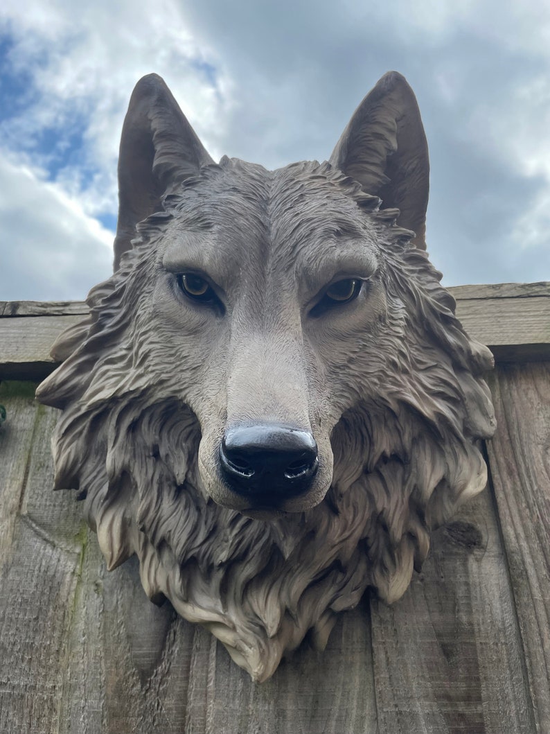 Large Wall Mount Wolf Head Ornament Wolves Animal Heads Wall Etsy UK