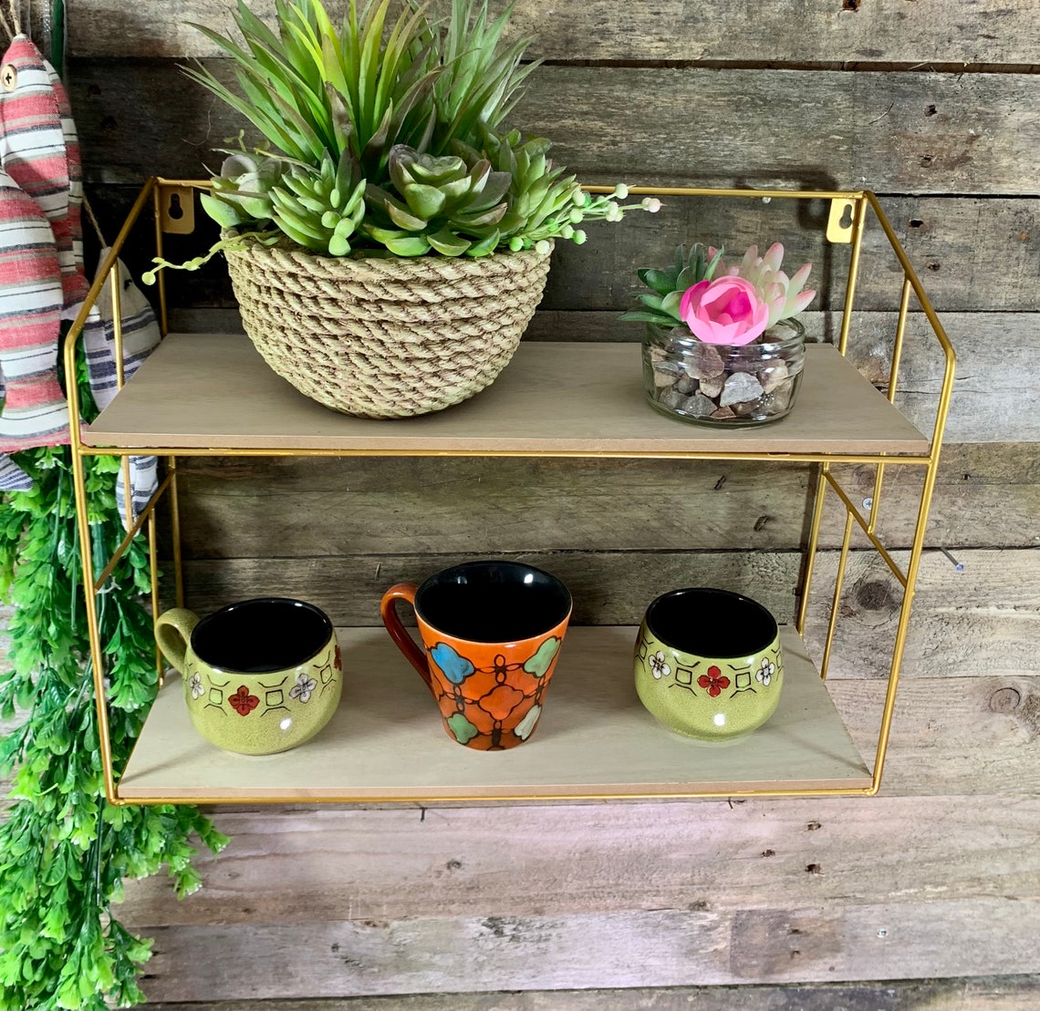 2 Tier Wall Storage Shelf Shelving Desk Tidy Organiser Iron Etsy