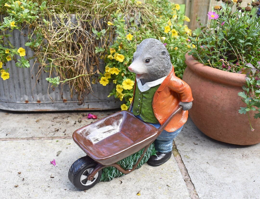 Large Mole Wheelbarrow Sculpture Garden Ornaments Moles Animal Etsy UK