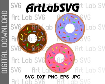 Sprinkle Donut Doughnut svg, eps, png, dxf, Donut, Donut Cut file, Donut cutting file, Silhouette Cricut Vinyl Design