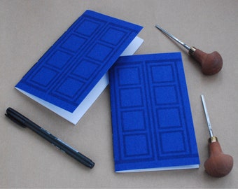 Blue Door Notebook lino print